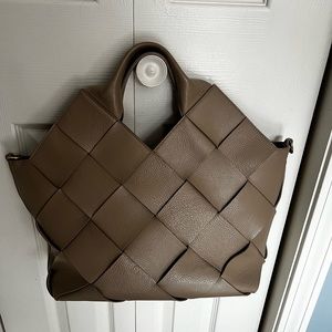 Iacucci Woven Genuine Leather Satchel Bag